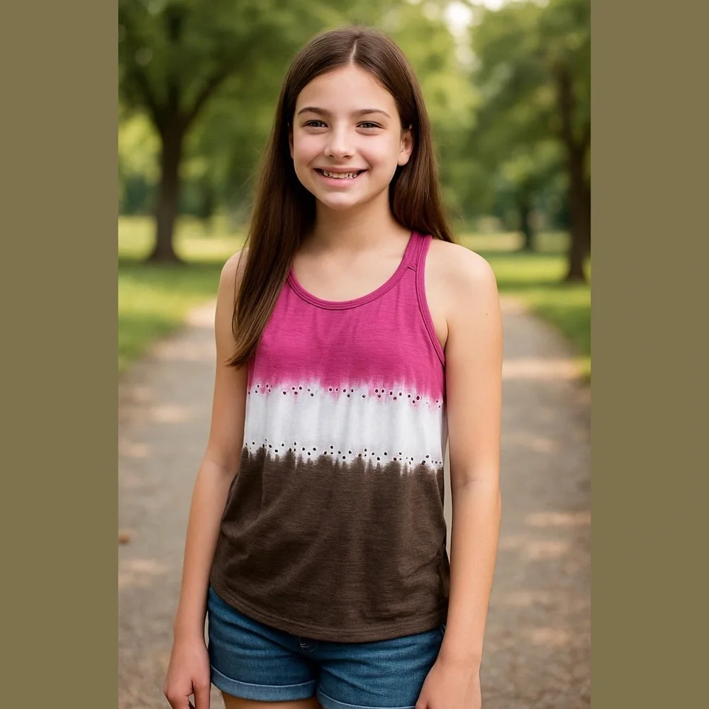 Justice Pink Brown Tank Top